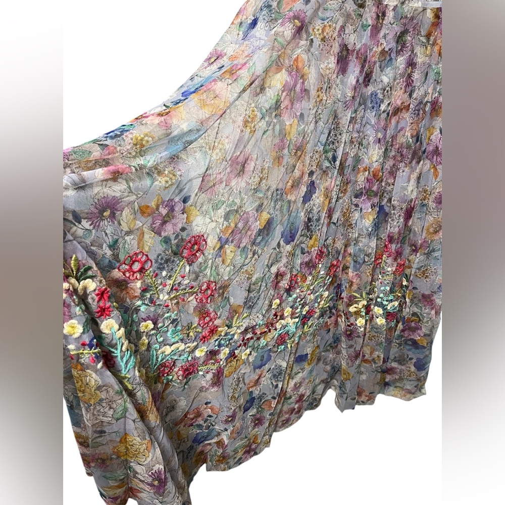 NWT Johnny Was Biya Mazzy Ruched Floral Mesh Maxi Dress size M - Picture 5 of 10